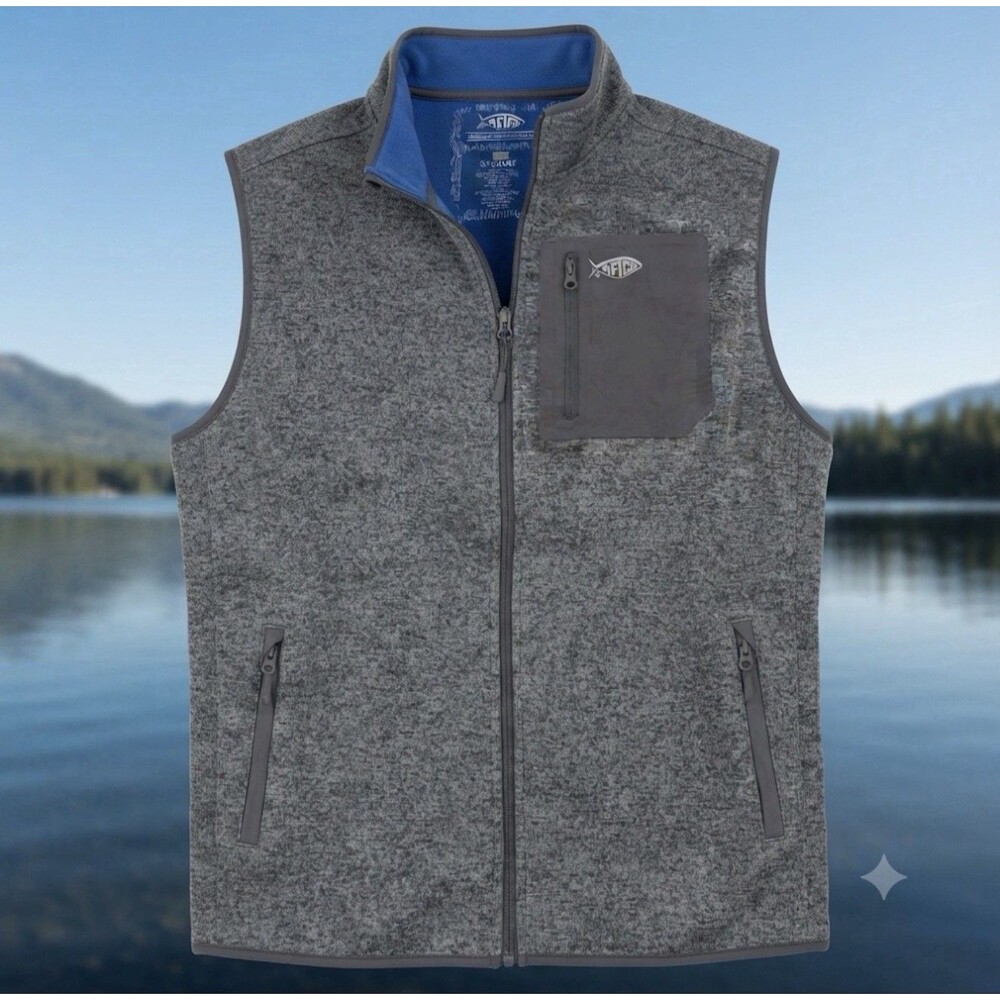 Aftco Vest Mens 2XL Heather Gray Aftech Weatherproof Fleece Vest Full Zip